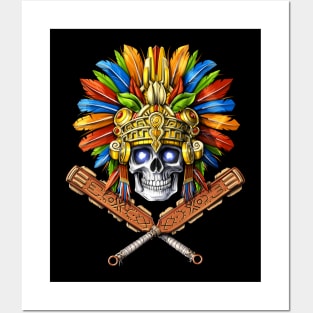 Aztec Skull Warrior Posters and Art